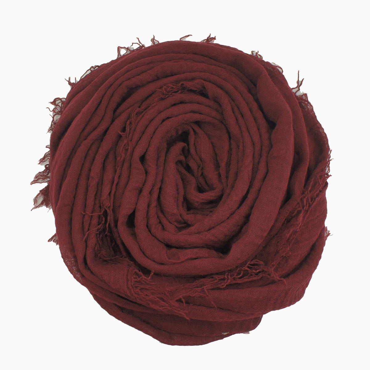 60+ Colours | Crimp/ Crinkle/ Frayed, Scarf Hijab Headwrap Shawl -Berry