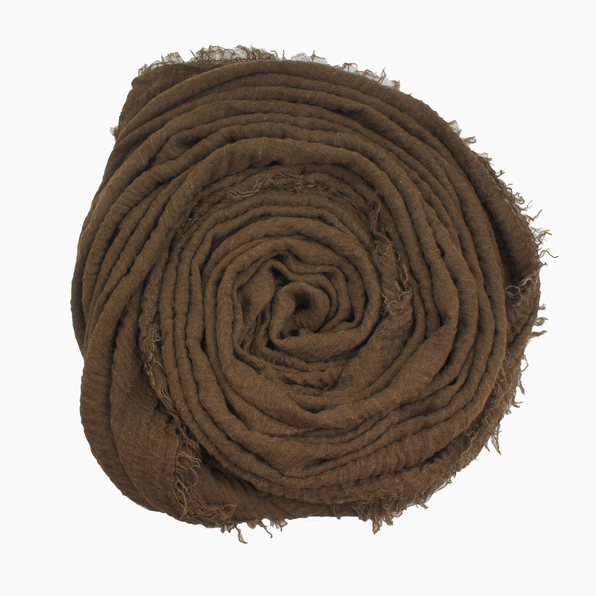 60+ Colours | Crimp/ Crinkle/ Frayed, Scarf Hijab Headwrap Shawl -Brown