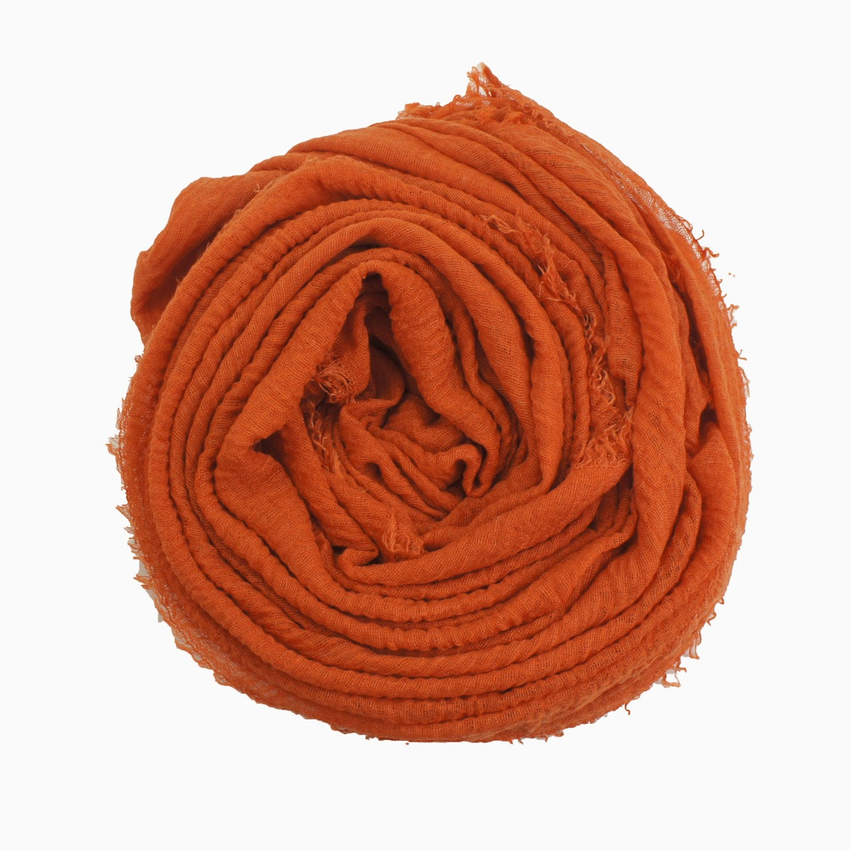60+ Colours | Crimp/ Crinkle/ Frayed, Scarf Hijab Headwrap Shawl -Burnt orange