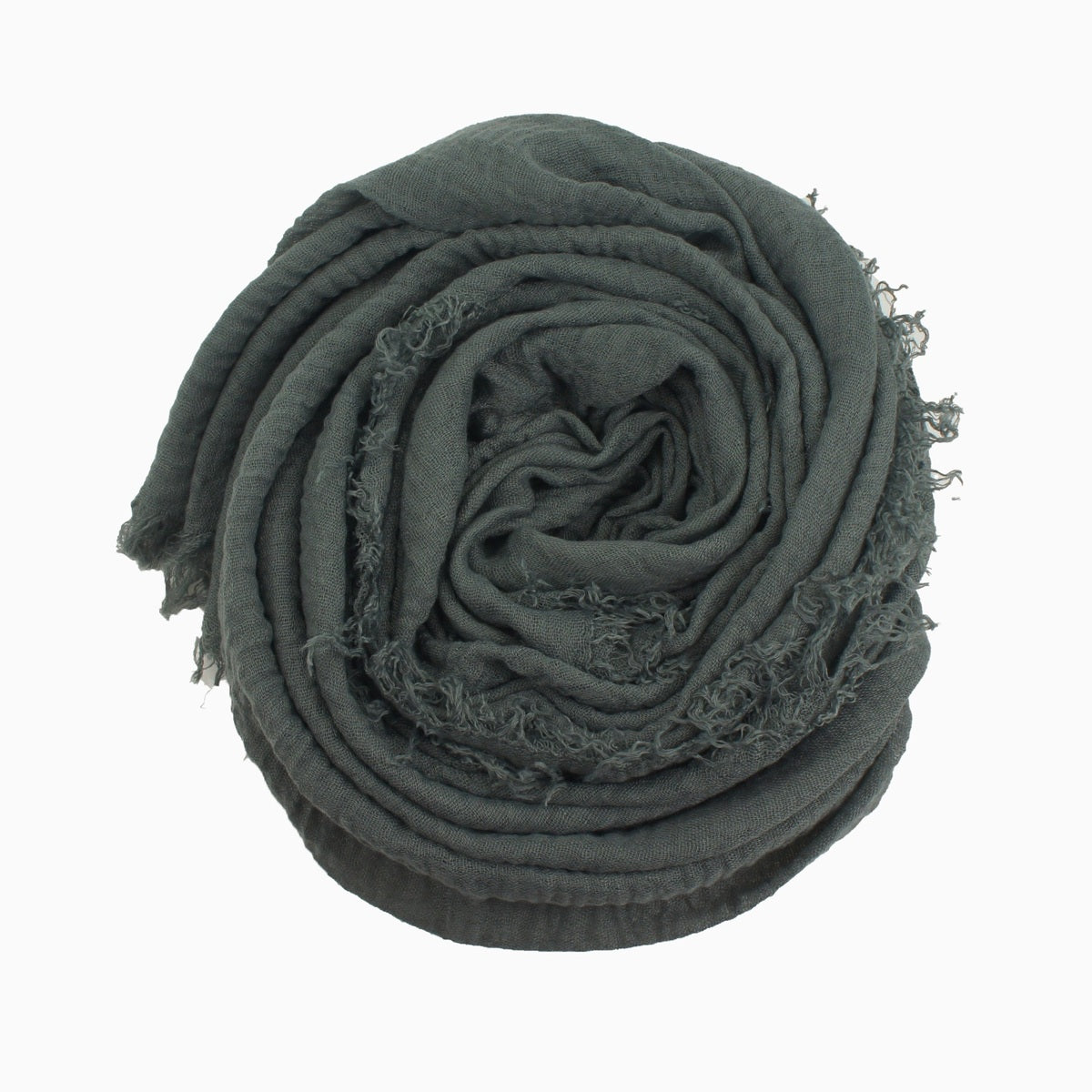 60+ Colours | Crimp/ Crinkle/ Frayed, Scarf Hijab Headwrap Shawl -Dark Grey