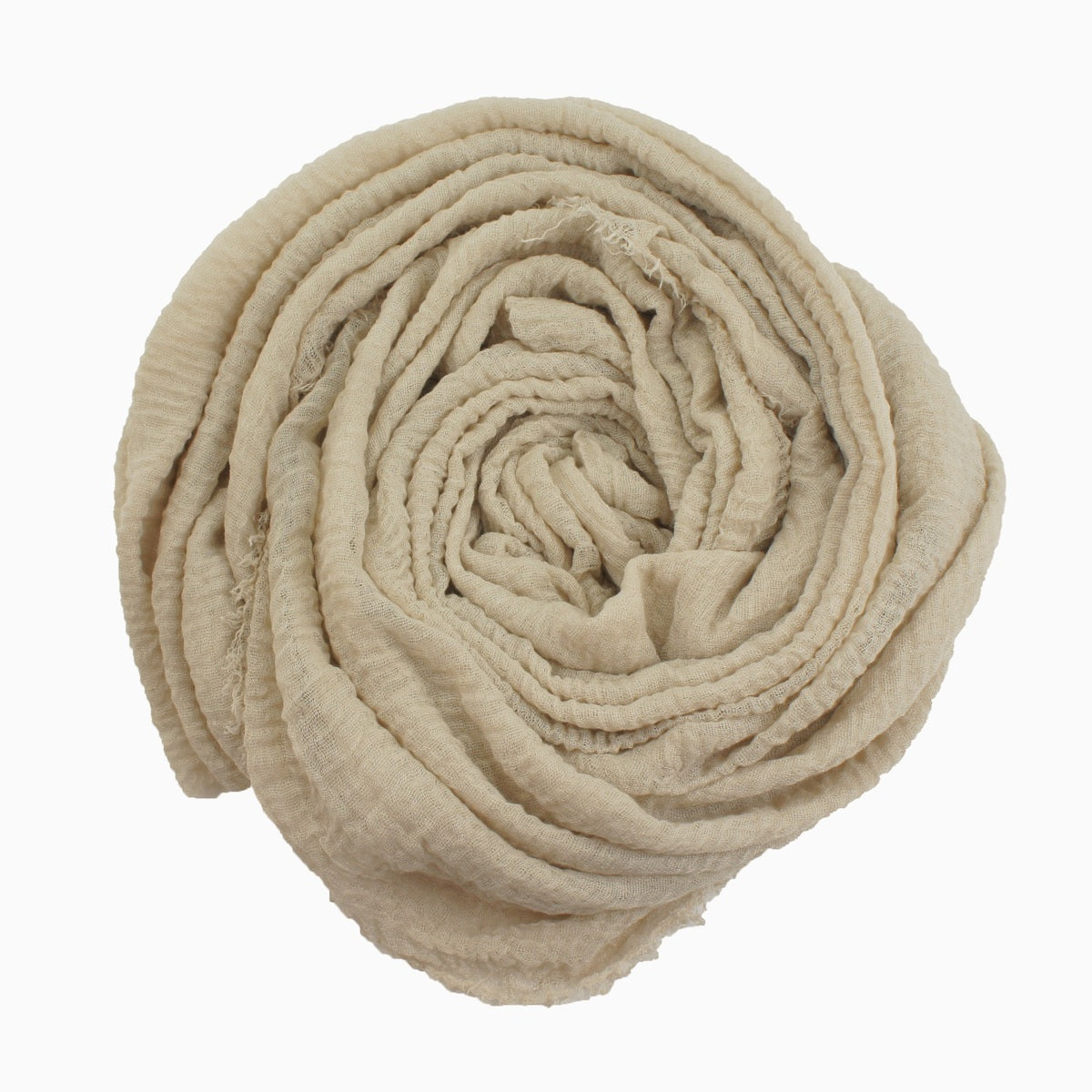 60+ Colours | Crimp/ Crinkle/ Frayed, Scarf Hijab Headwrap Shawl -Dusty Cream