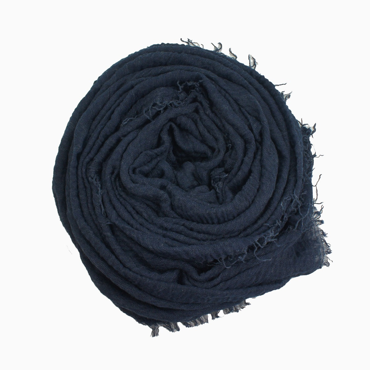60+ Colours | Crimp/ Crinkle/ Frayed, Scarf Hijab Headwrap Shawl -Navy