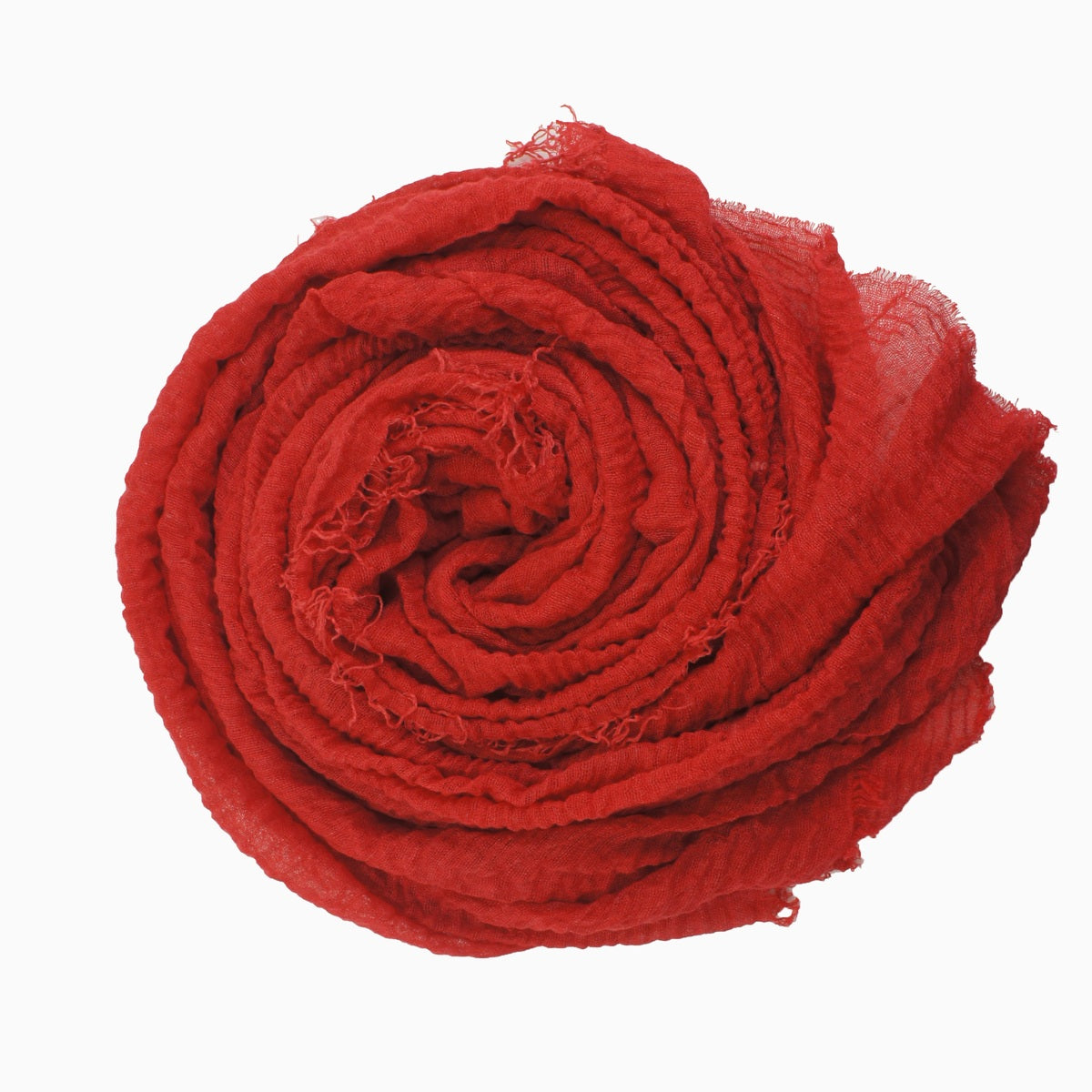 60+ Colours | Crimp/ Crinkle/ Frayed, Scarf Hijab Headwrap Shawl -Red