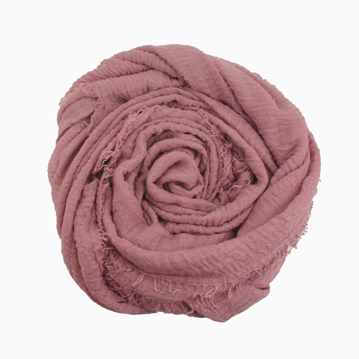 60+ Colours | Crimp/ Crinkle/ Frayed, Scarf Hijab Headwrap Shawl -Rose Pink
