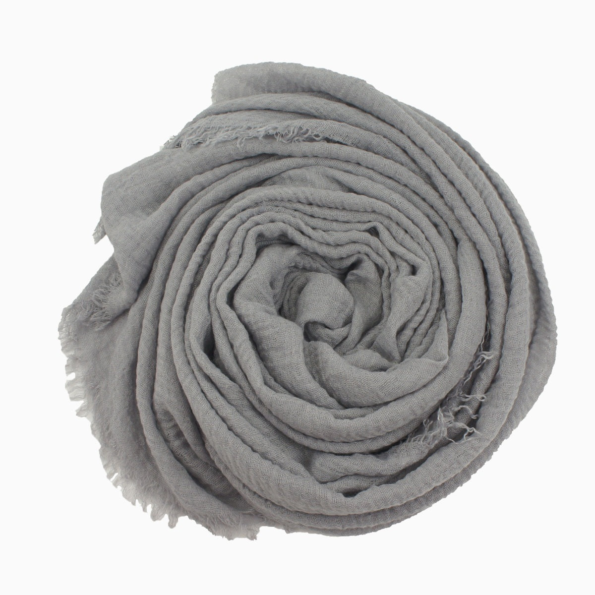 60+ Colours | Crimp/ Crinkle/ Frayed, Scarf Hijab Headwrap Shawl -Silver