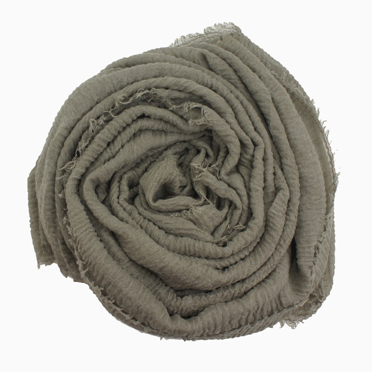 60+ Colours | Crimp/ Crinkle/ Frayed, Scarf Hijab Headwrap Shawl -Stone