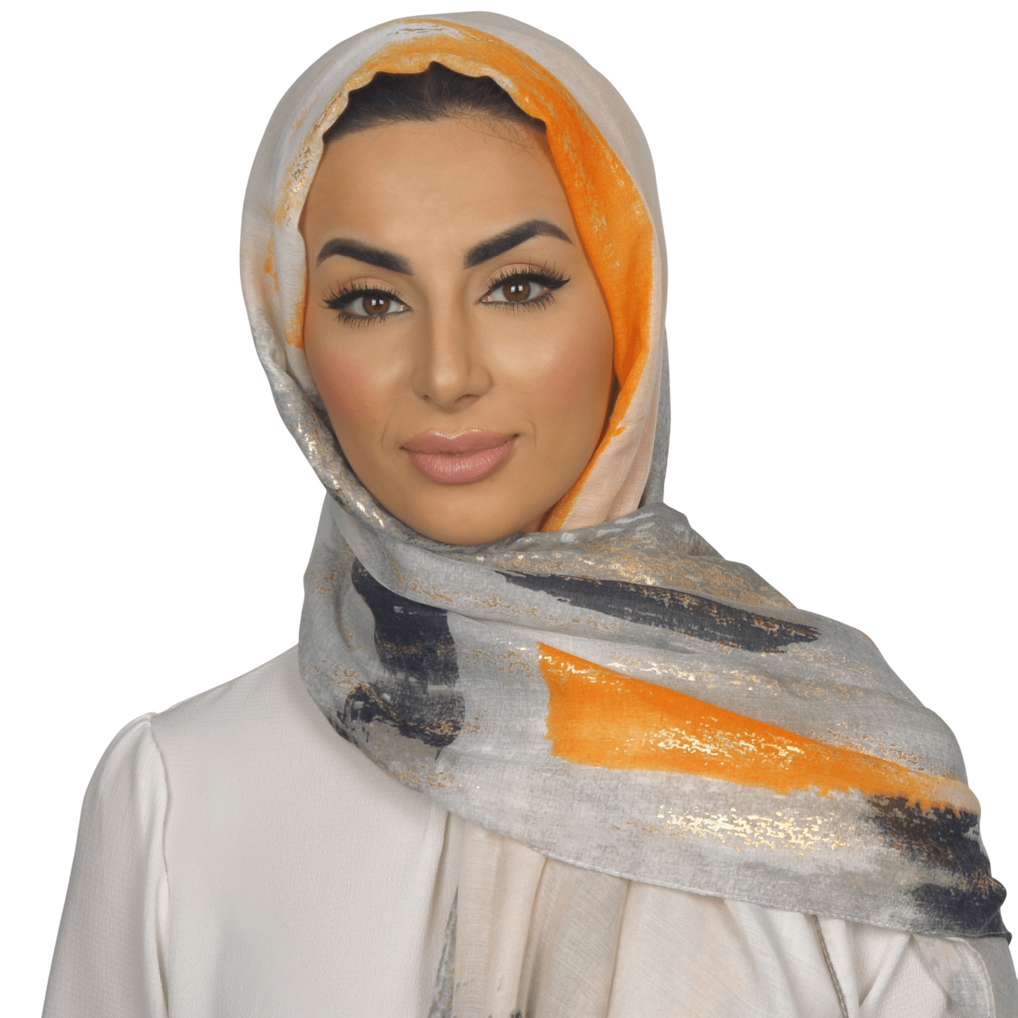 Print/ Pattern Scarf Hijab/ Headwrap Shawl Orange Foil