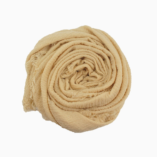 60+ Colours | Crimp/ Crinkle/ Frayed, Scarf Hijab Headwrap Shawl -Beige