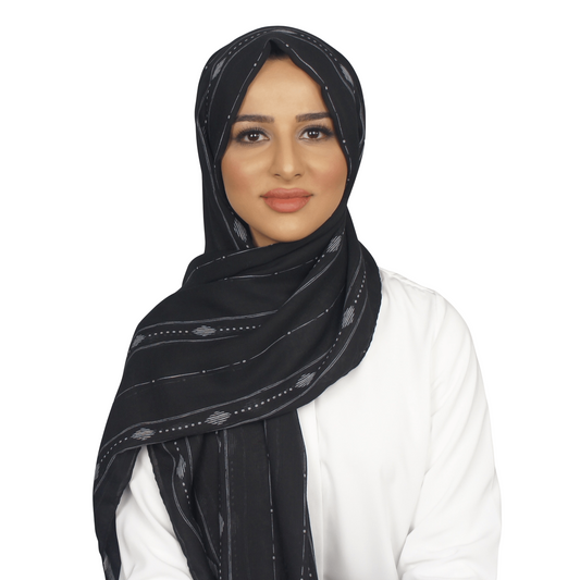 Print/ Pattern Scarf Hijab/ Headwrap Shawl Black Diamond