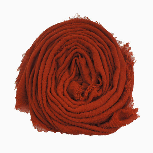 60+ Colours | Crimp/ Crinkle/ Frayed, Scarf Hijab Headwrap Shawl -Brick