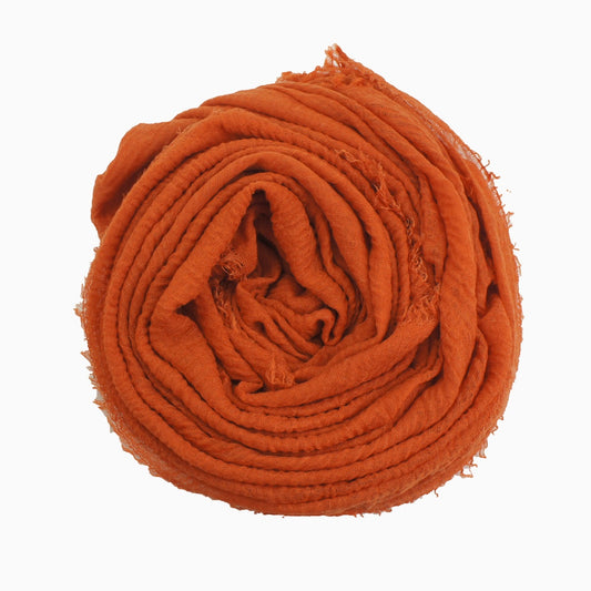 60+ Colours | Crimp/ Crinkle/ Frayed, Scarf Hijab Headwrap Shawl -Burnt orange