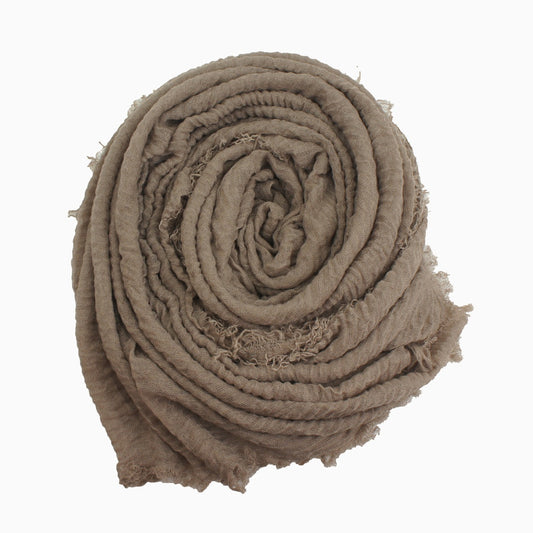 60+ Colours | Crimp/ Crinkle/ Frayed, Scarf Hijab Headwrap Shawl -Dark Mink
