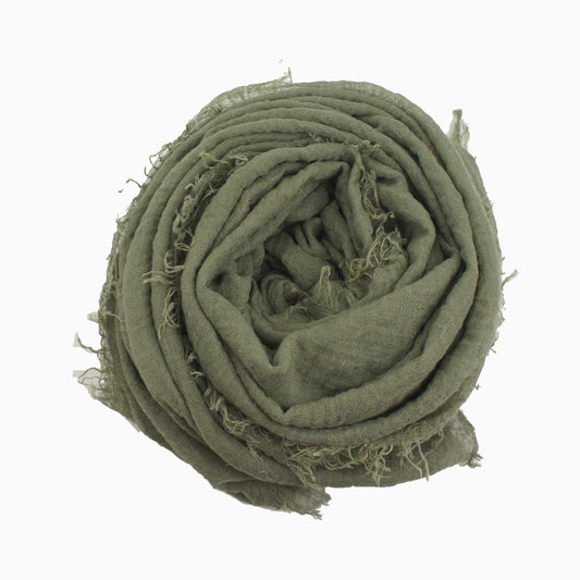 60+ Colours | Crimp/ Crinkle/ Frayed, Scarf Hijab Headwrap Shawl -Dry Mint