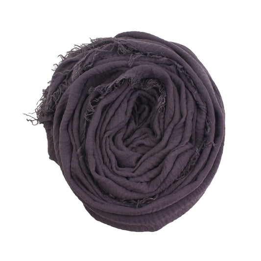 60+ Colours | Crimp/ Crinkle/ Frayed, Scarf Hijab Headwrap Shawl -Dusty Purple