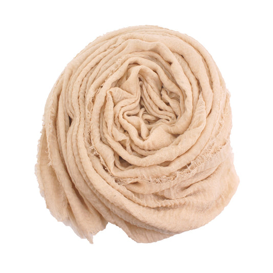 60+ Colours | Crimp/ Crinkle/ Frayed, Scarf Hijab Headwrap Shawl -Flamingo