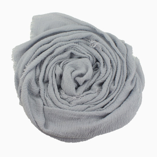 60+ Colours | Crimp/ Crinkle/ Frayed, Scarf Hijab Headwrap Shawl -Graphite