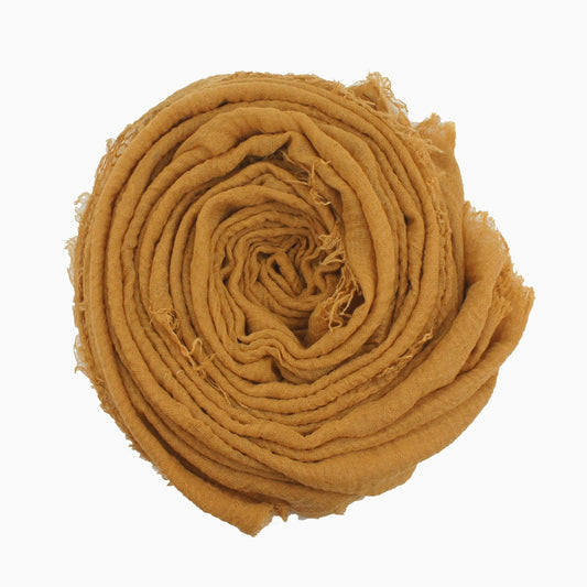 60+ Colours | Crimp/ Crinkle/ Frayed, Scarf Hijab Headwrap Shawl -Honey Bronze