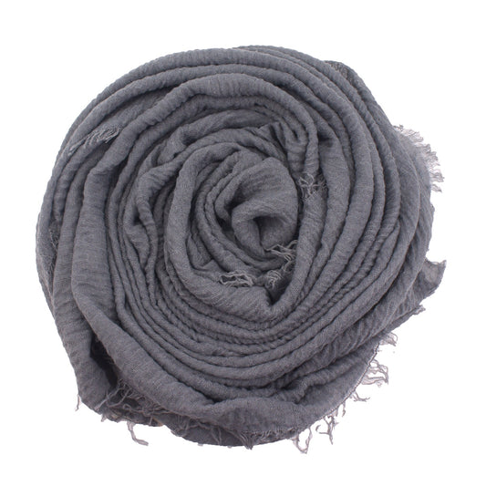 60+ Colours | Crimp/ Crinkle/ Frayed, Scarf Hijab Headwrap Shawl -Lead