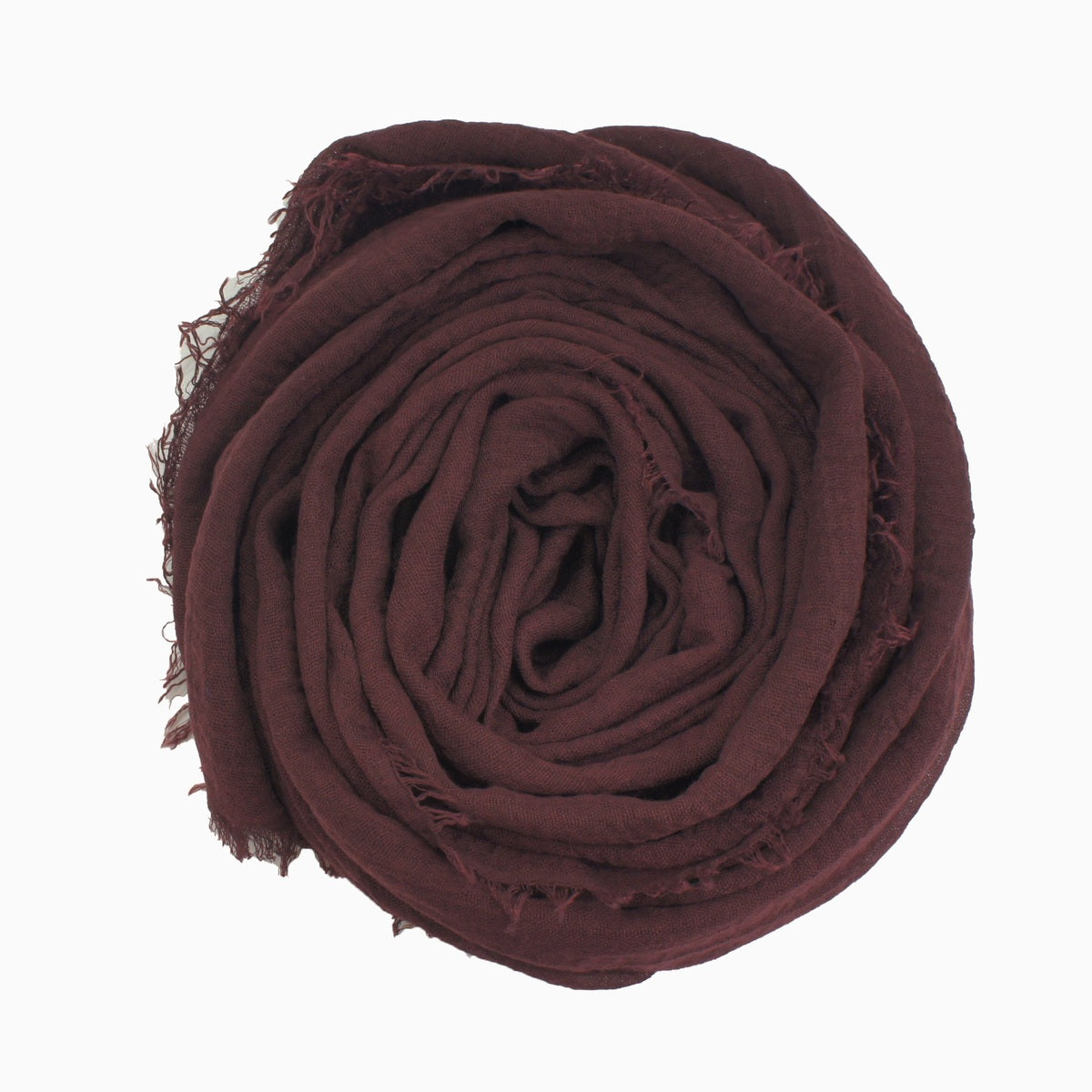 60+ Colours | Crimp/ Crinkle/ Frayed, Scarf Hijab Headwrap Shawl -Mahogany