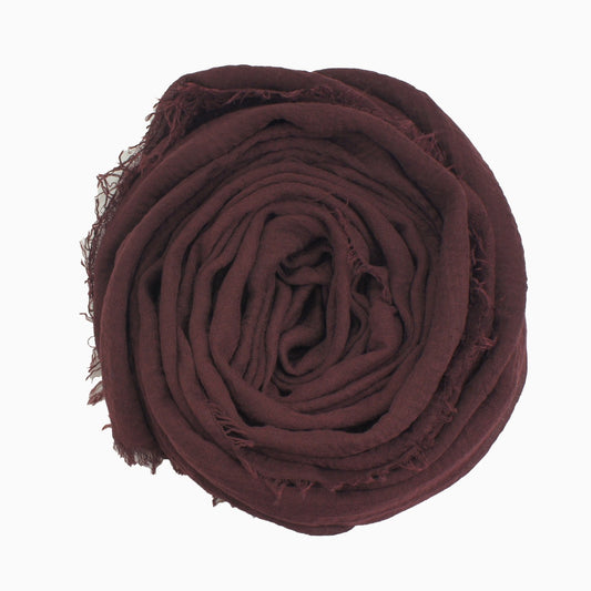 60+ Colours | Crimp/ Crinkle/ Frayed, Scarf Hijab Headwrap Shawl -Mahogany