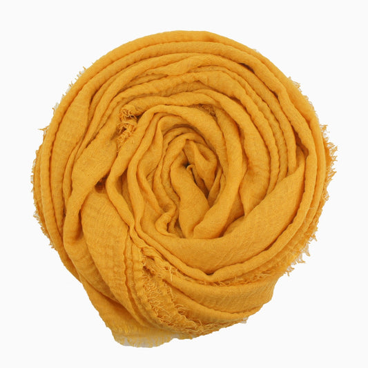 60+ Colours | Crimp/ Crinkle/ Frayed, Scarf Hijab Headwrap Shawl -Mustard