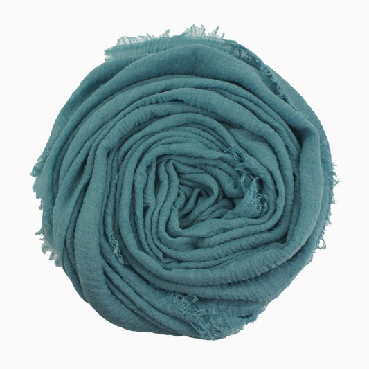 60+ Colours | Crimp/ Crinkle/ Frayed, Scarf Hijab Headwrap Shawl -Ocean