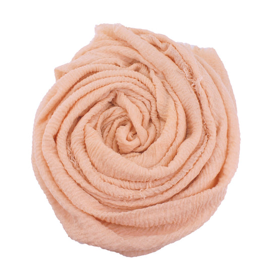 60+ Colours | Crimp/ Crinkle/ Frayed, Scarf Hijab Headwrap Shawl -Peach