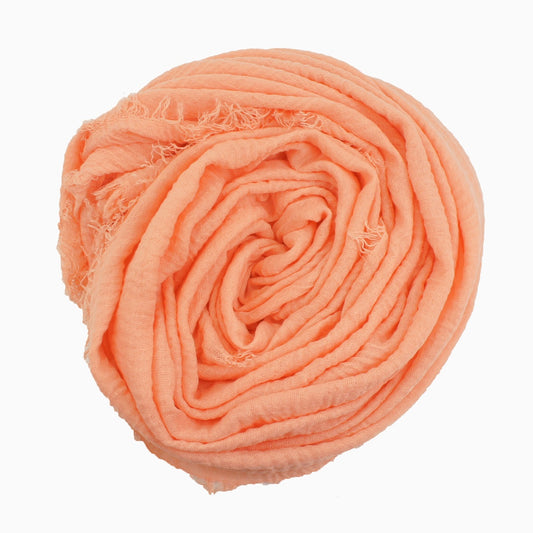 60+ Colours | Crimp/ Crinkle/ Frayed, Scarf Hijab Headwrap Shawl -Rich Peach