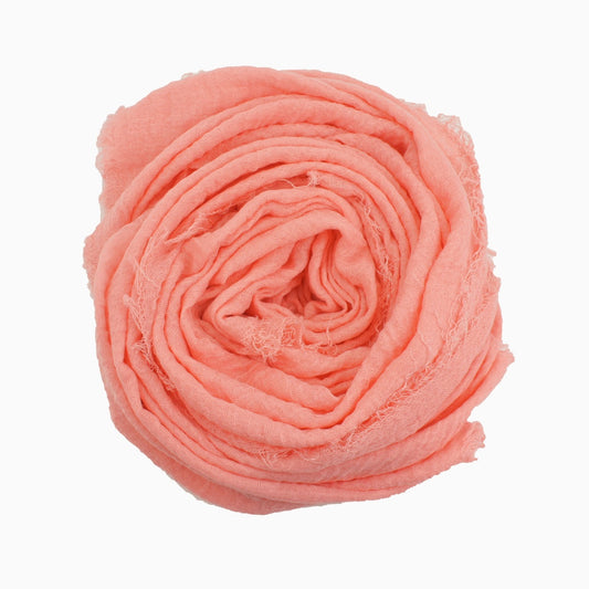 60+ Colours | Crimp/ Crinkle/ Frayed, Scarf Hijab Headwrap Shawl -Rich Pink