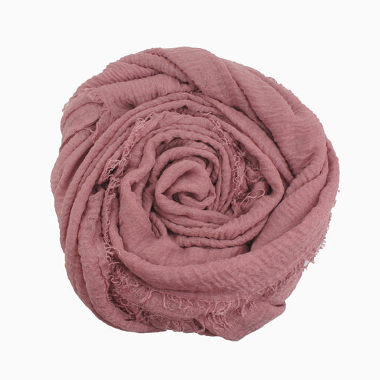 60+ Colours | Crimp/ Crinkle/ Frayed, Scarf Hijab Headwrap Shawl -Rose Pink