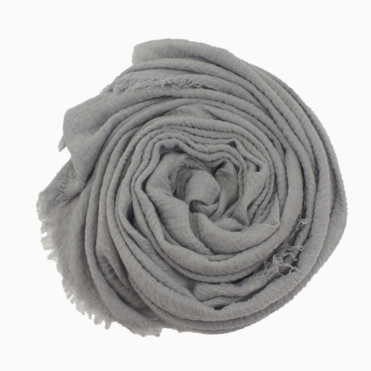 60+ Colours | Crimp/ Crinkle/ Frayed, Scarf Hijab Headwrap Shawl -Silver