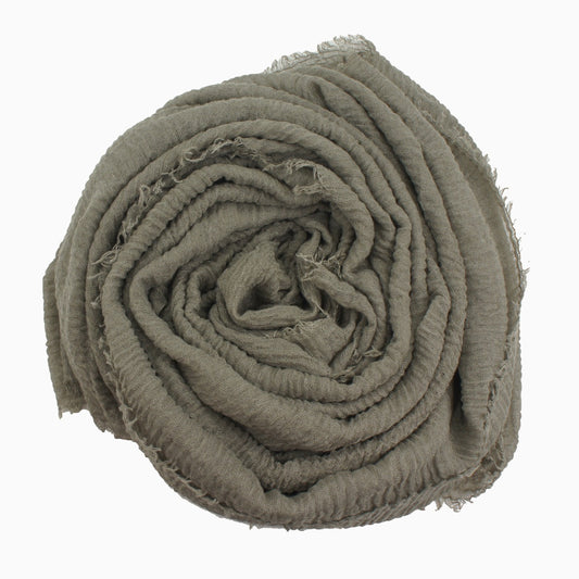 60+ Colours | Crimp/ Crinkle/ Frayed, Scarf Hijab Headwrap Shawl -Stone
