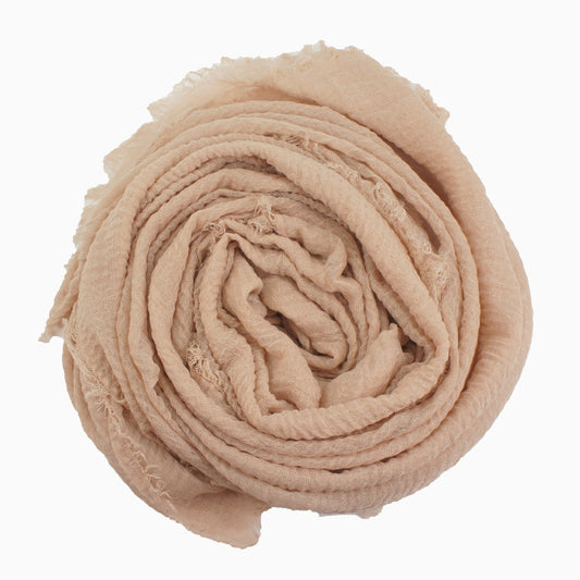 60+ Colours | Crimp/ Crinkle/ Frayed, Scarf Hijab Headwrap Shawl -Taupe