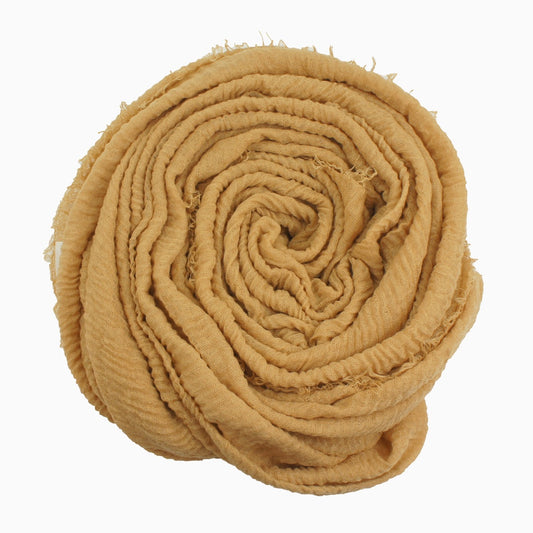 60+ Colours | Crimp/ Crinkle/ Frayed, Scarf Hijab Headwrap Shawl -Toffee