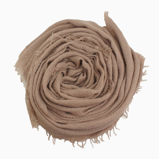 60+ Colours | Crimp/ Crinkle/ Frayed, Scarf Hijab Headwrap Shawl -Warm Taupe