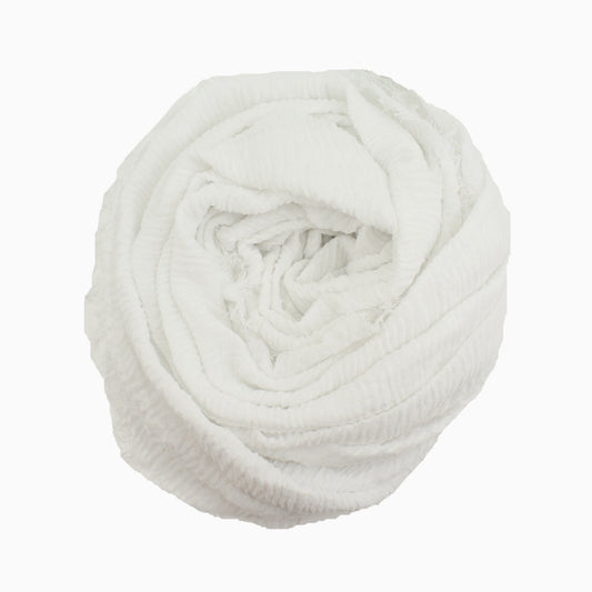 60+ Colours | Crimp/ Crinkle/ Frayed, Scarf Hijab Headwrap Shawl -White
